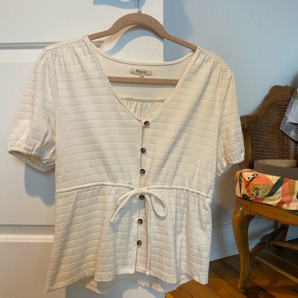 Madewell Puff-Sleeve Drawstring Top